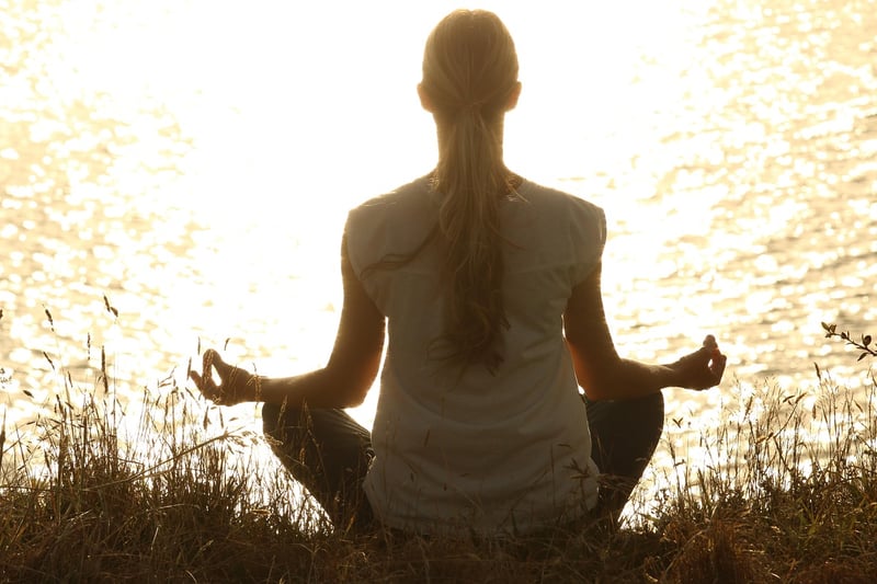 Woman practicing breath control